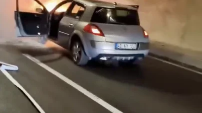 Demirkapı Tüneli’nde alev alan otomobil kullanılamaz hale geldi