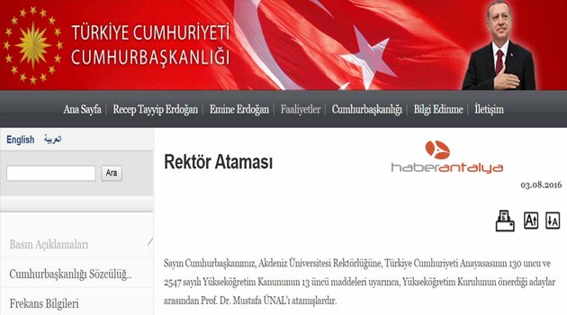 AKDENİZ ÜNİVERSİTESİ REKTÖRÜ BELLİ OLDU