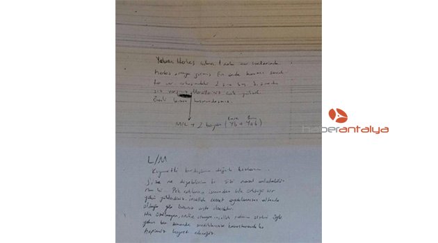 Akıncı Üssü davasında sanıklardan ele geçirilen ilginç not