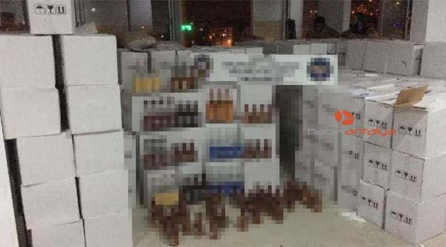 Alanya'da 7 bin 297 şişe kaçak içki ele geçirildi