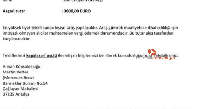 Alman konsolosun makam aracı ikinci kez satışta