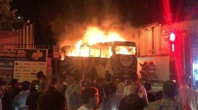 Altay takım otobüsünde yangın