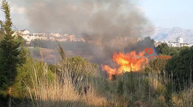 Antalya’da Konyaaltı sahiline yakın alanda orman yangını