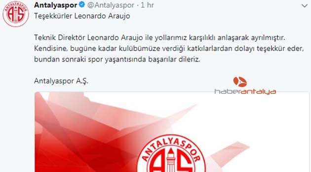 Antalyaspor'dan Leonardo'ya teşekkür