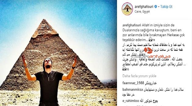 Aref'ten 'sağlığıma kavuştum' paylaşımı