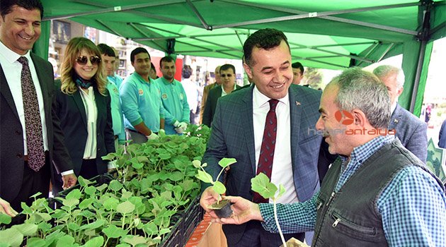 Başkan Yücel, lokum ve su kabağı fidesi dağıttı