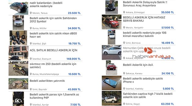 Bedelli askerlik parası için satış ilanı verdiler
