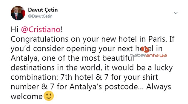 Cristiano Ronaldo'ya Antalya daveti