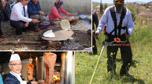 Döner kesiyorlar, ot biçiyorlar, ekmek pişiriyorlar