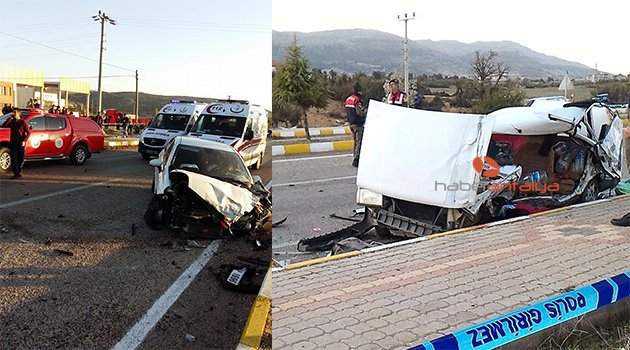 ELMALI'DA TRAFİK KAZASI: 2 ÖLÜ, 5 YARALI