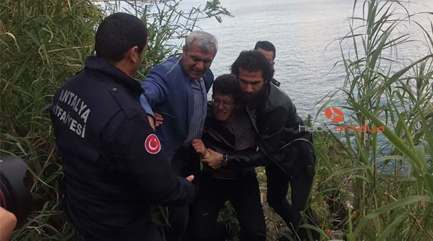 Eşiyle tartıştı, falezlere çıktı