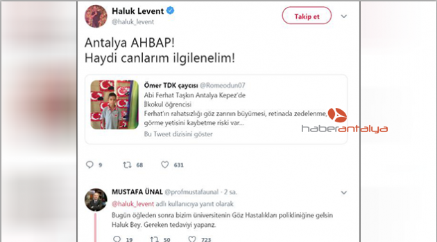 Ferhat için Haluk Levent çağrı yaptı, rektör karşılık verdi