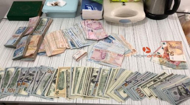 Gaybubet evinde 67 bin lira ve dolar, euro ele geçirildi