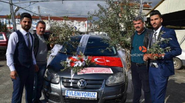 Gelin ve damattan 'Zeytin Dalı Harekâtı'na destek