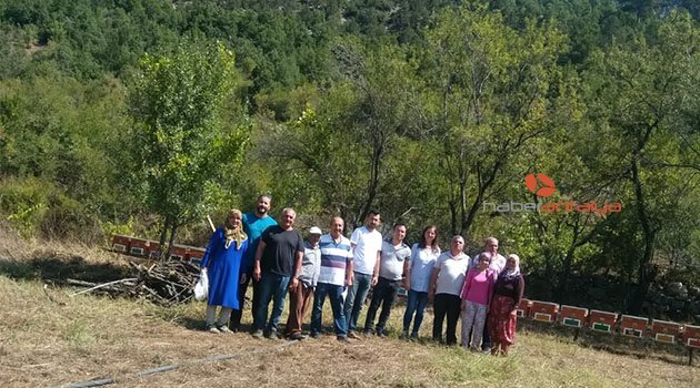 Genç kadın çiftçiye arılı arı kovanı