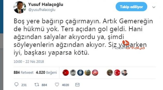 Halaçoğlu: Boş yere bağırıp çağırmayın, ters açıdan gol geldi