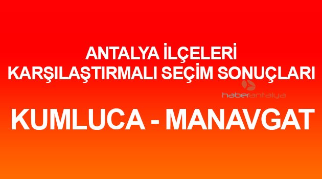 KUMLUCA ve MANAVGAT'TA KARŞILAŞTIRMALI SEÇİM SONUÇLARI