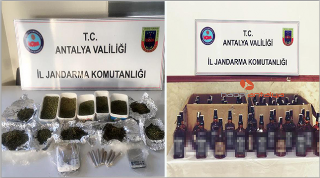 Manavgat'ta uyuşturucu ve kaçak içki operasyonları