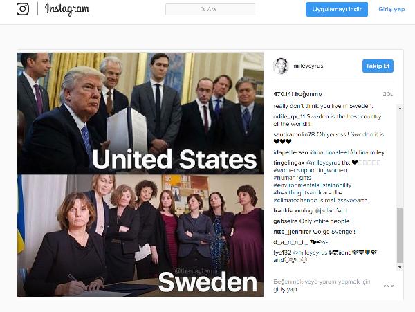 Miley Cyrus, Trump'ı Trolleyen Bakanın Fotoğrafını Paylaştı, Büyük Beğeni Aldı