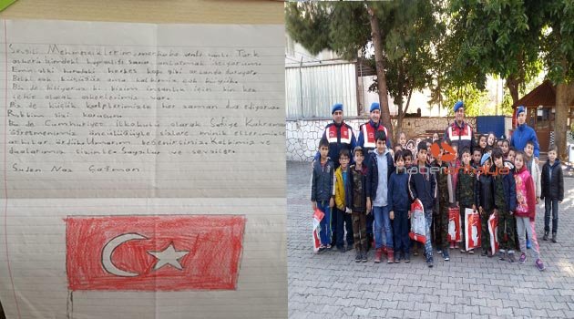 Minik öğrencilerden Mehmetçiğe atkı, bere ve mektuplu destek