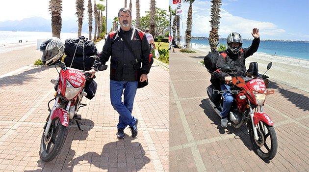 MOTOSİKLETLİ HAYVANSEVER TÜRKİYE-BAKÜ HATTINDA SON VİRAJDA