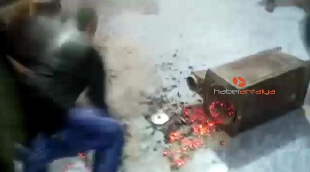 Polis uyuşturucuyu yanan sobadan aldı
