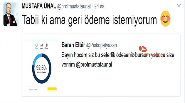 REKTÖR, ÖĞRENCİSİNİN 92 LİRALIK FATURASINI ÖDEDİ
