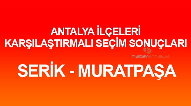 SERİK ve MURATPAŞA'DA KARŞILAŞTIRMALI SEÇİM SONUÇLARI