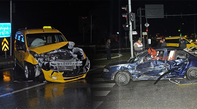 Ticari taksi ile otomobil çarpıştı: 3 yaralı