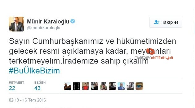 VALİ KARALOĞLU’NDAN MEYDANLARI TERK ETMEYİN ÇAĞRISI