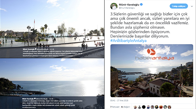 Validen öğrencilere güneşli hava mesajı