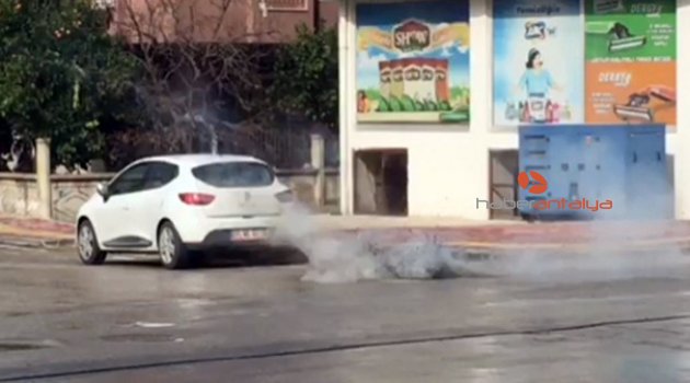 Yol ortasında alev alan piknik tüp bomba gibi patladı