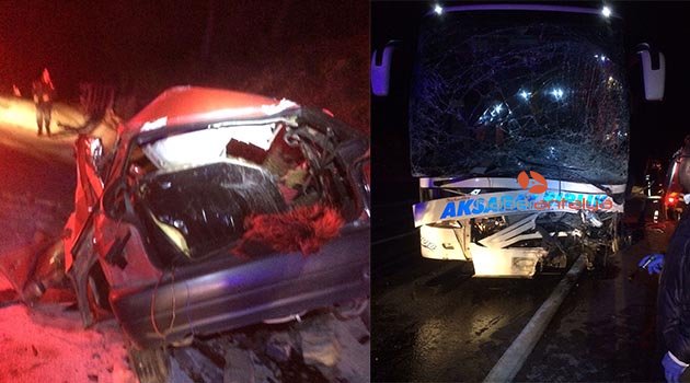 Yolcu otobüsüyle otomobil çarpıştı: 3 ölü, 16 yaralı