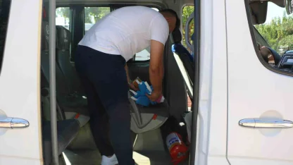 UKOME ekipleri servis araçlarını inceliyor