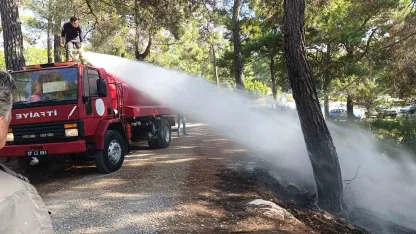 Ormanlık alanda çıkan yangını vatandaşlar söndürdü