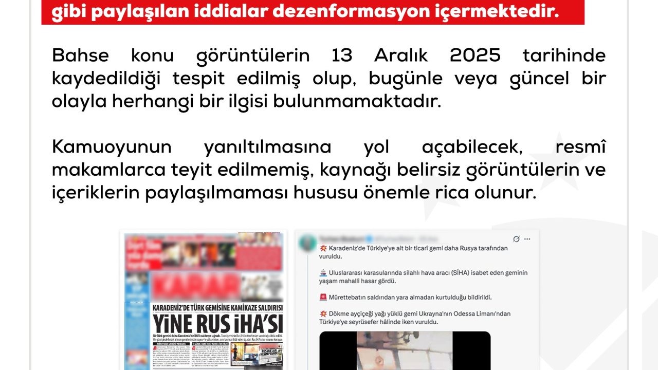 DMM'den 'Karadeniz'de Türk gemisi vuruldu' iddiasına ilişkin açıklama