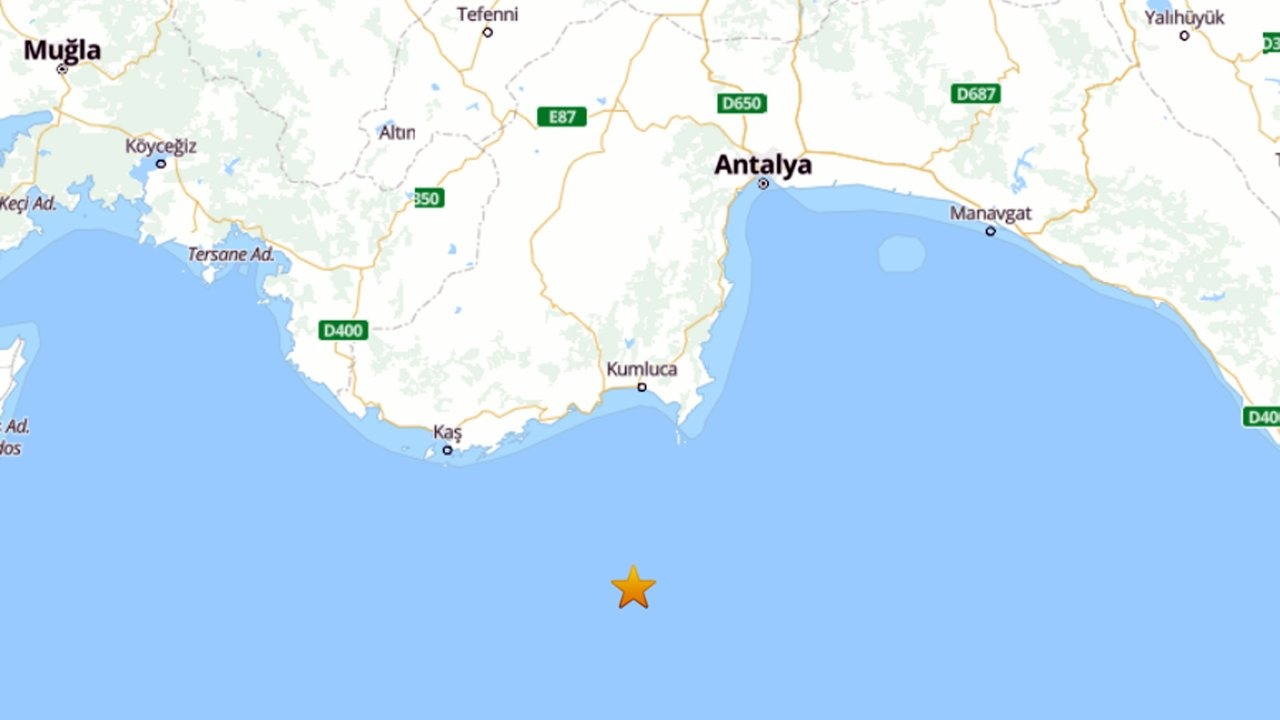 Antalya açıklarında 4.7 büyüklüğünde deprem