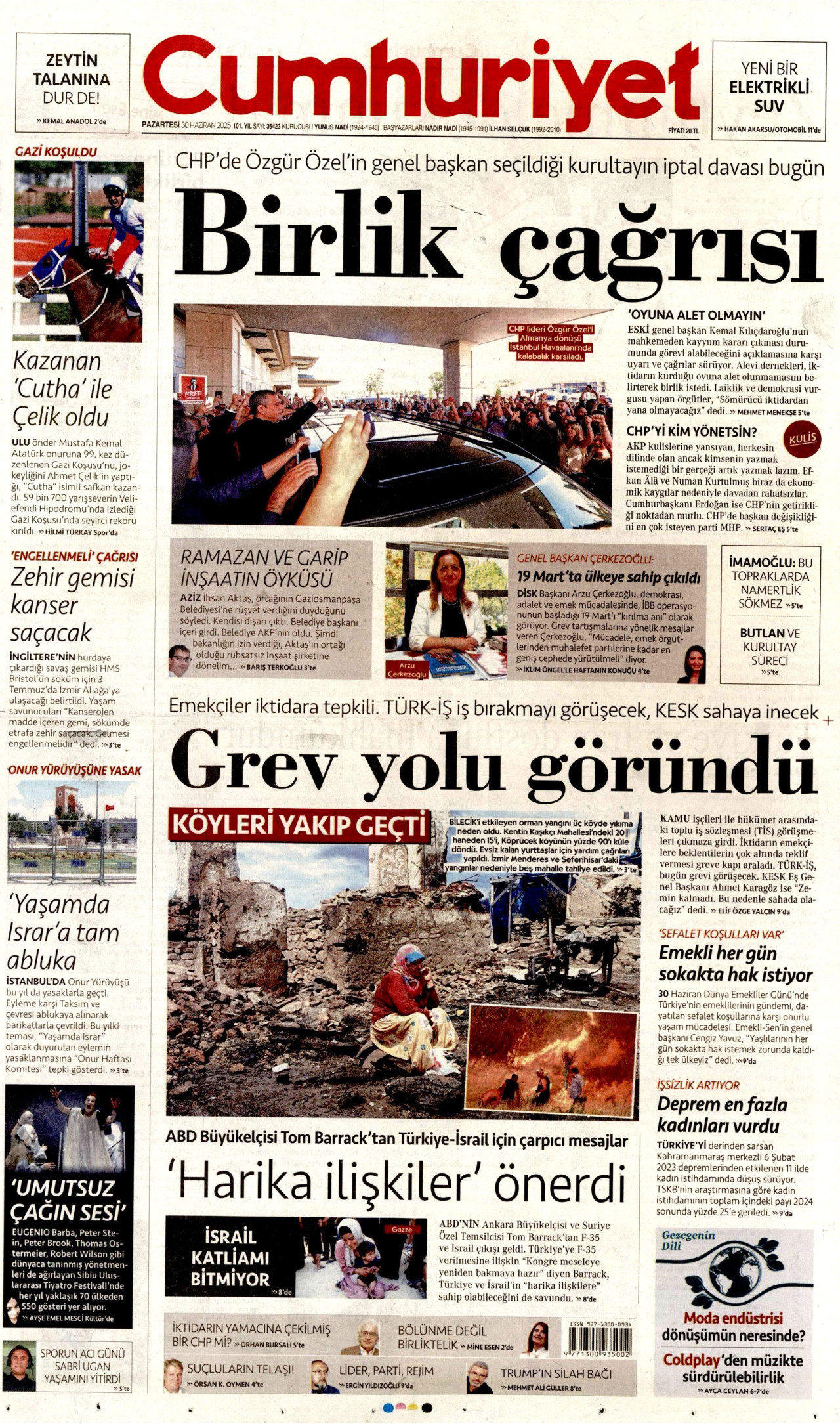 CUMHURİYET Gazete Manşeti