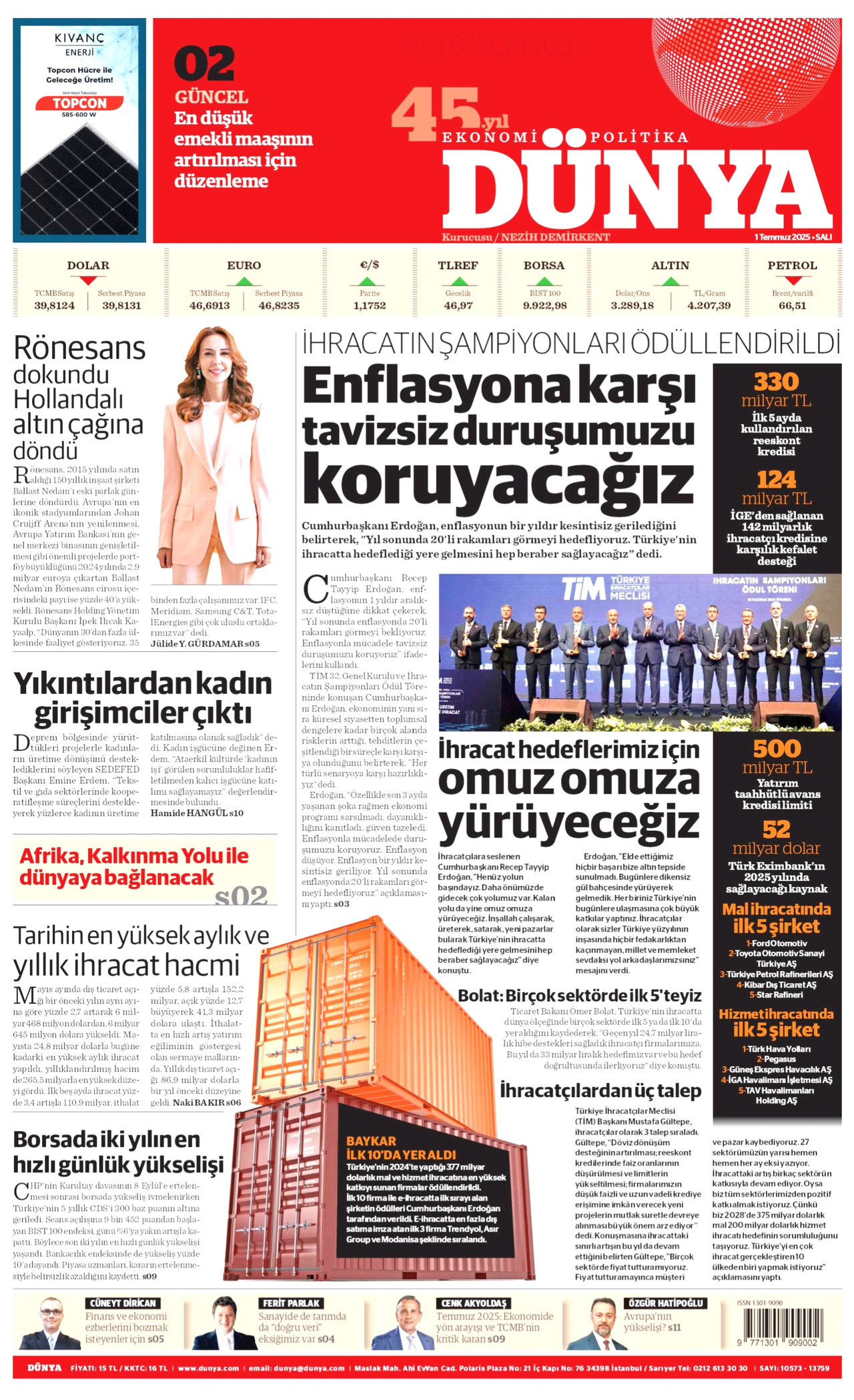 DÜNYA Gazete Manşeti