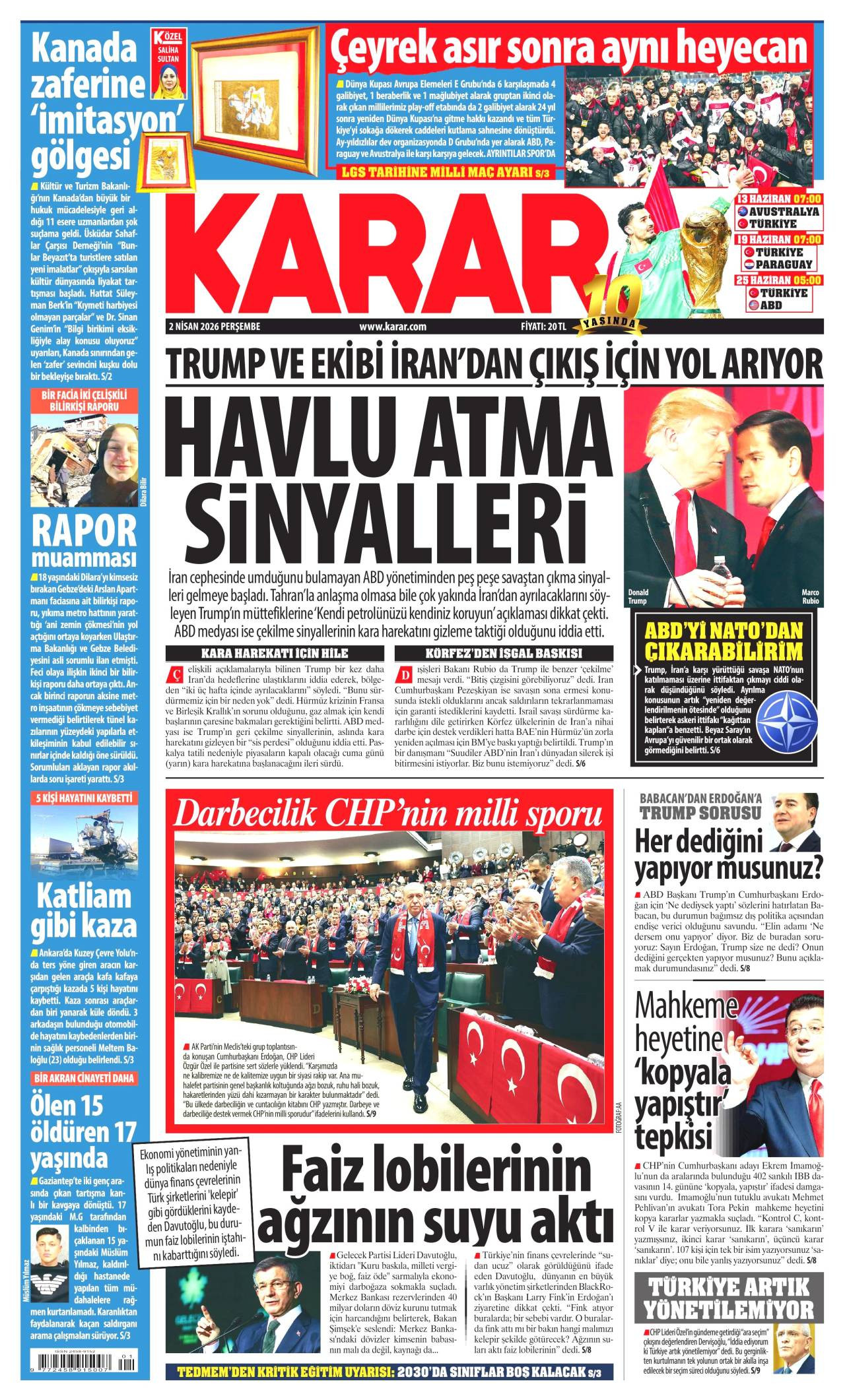 Karar Gazetesi Gazete Manşeti