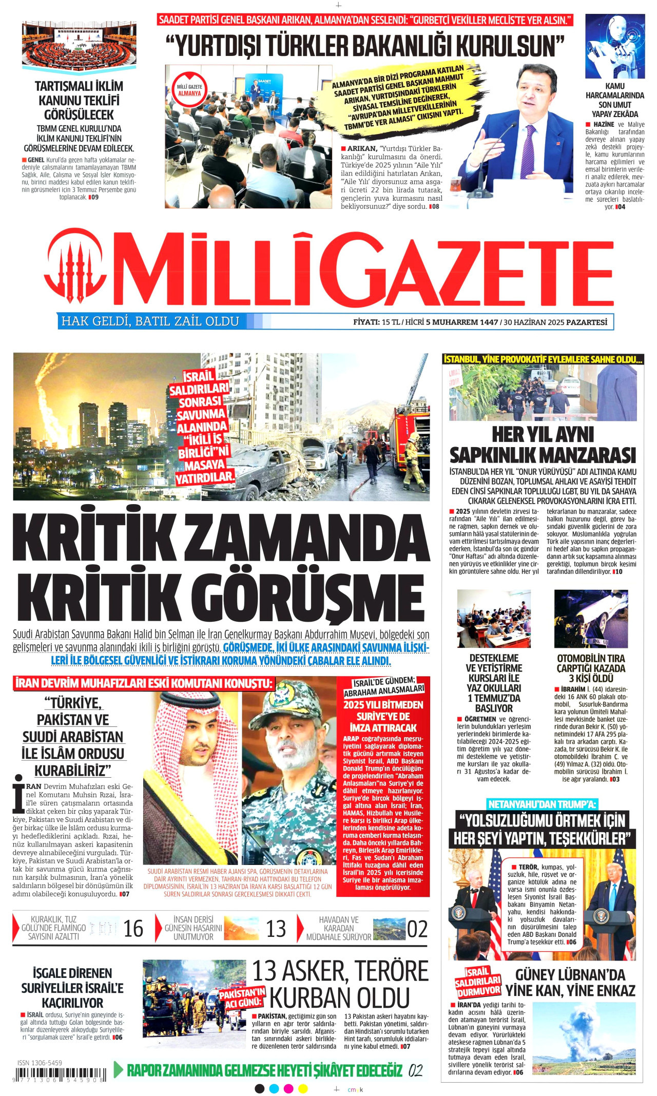 MİLLİ GAZETE Gazete Manşeti