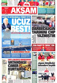 Akşam Gazetesi Gazete Manşeti