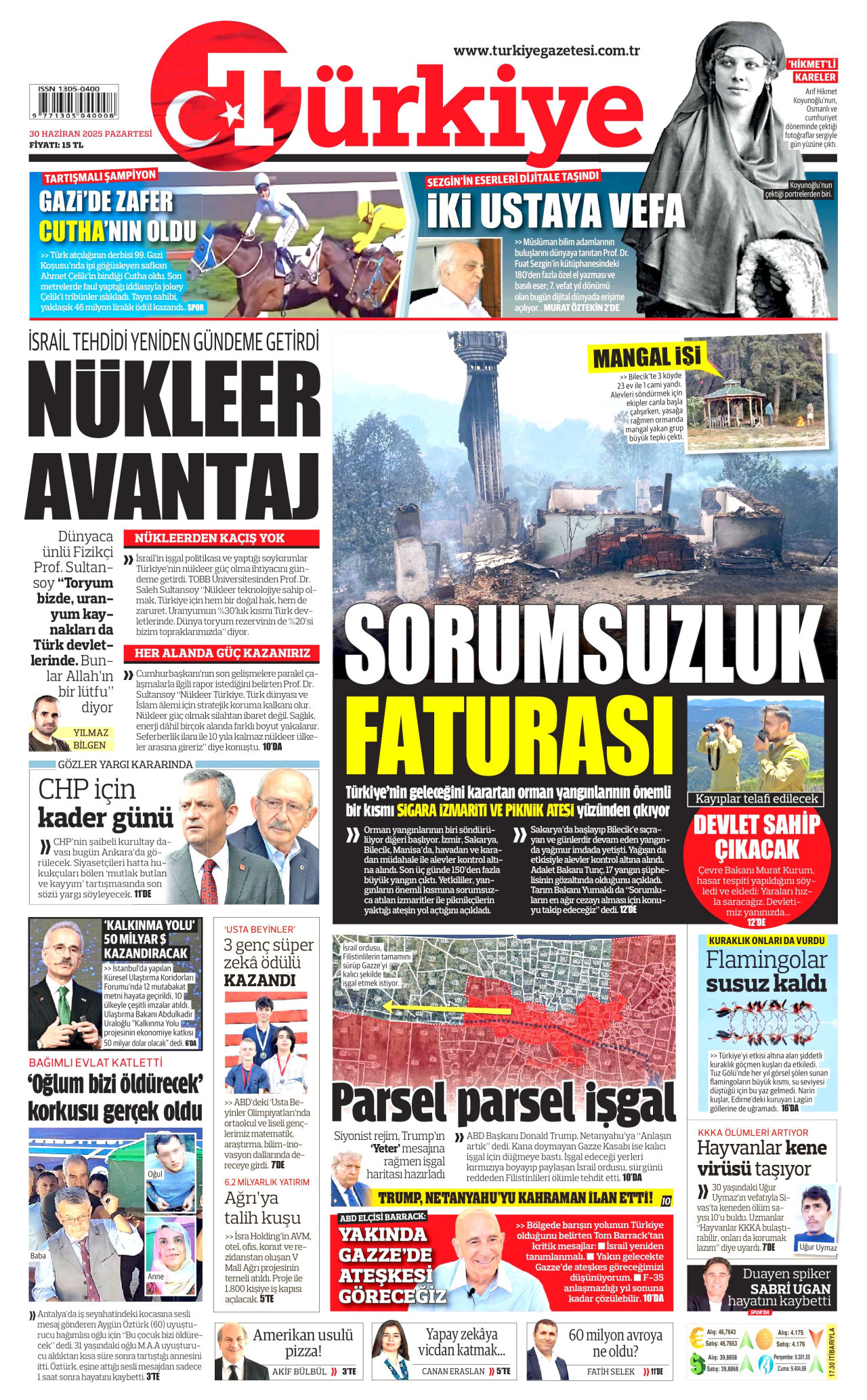 TÜRKİYE GAZETESİ Gazete Manşeti