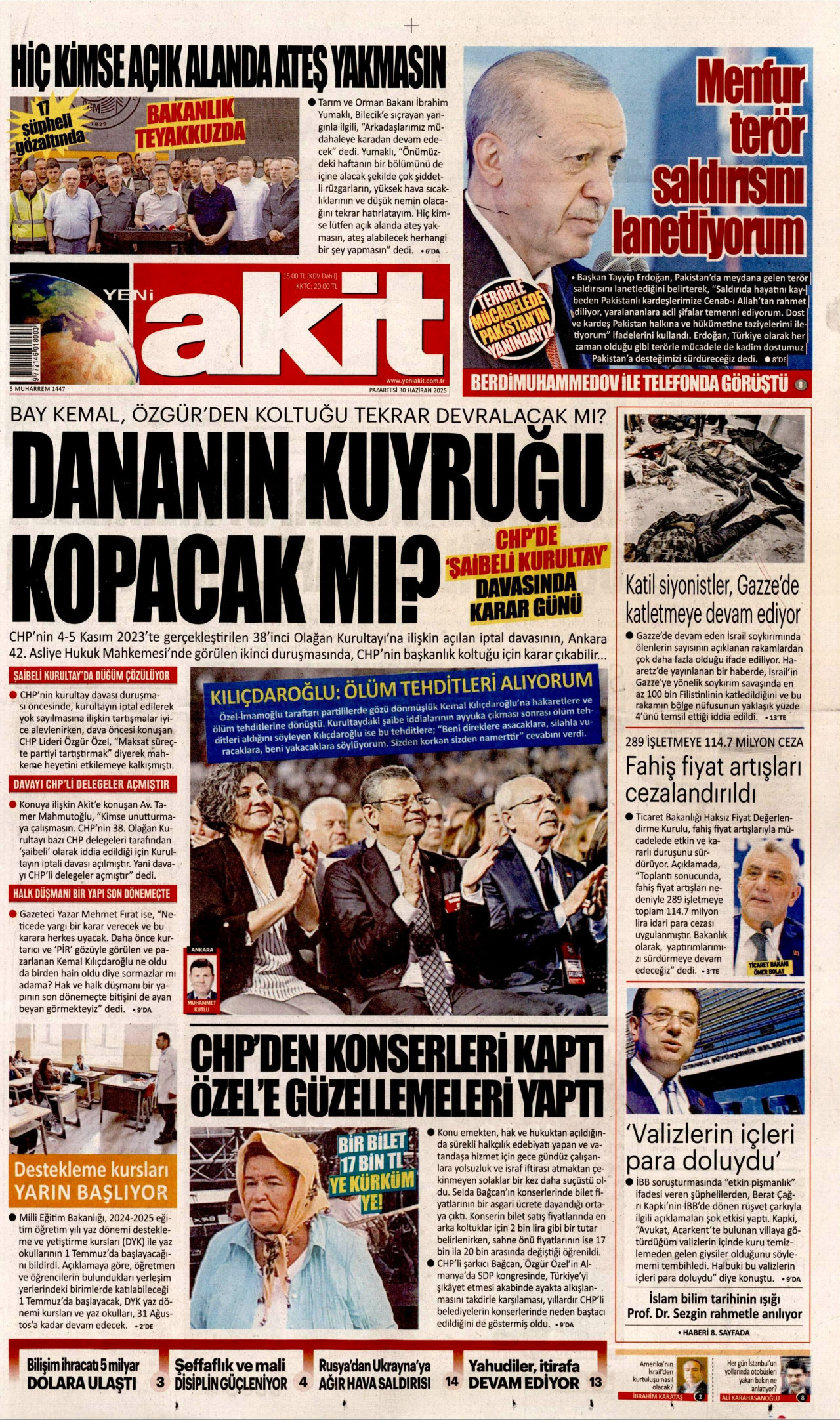 YENİ AKİT Gazete Manşeti