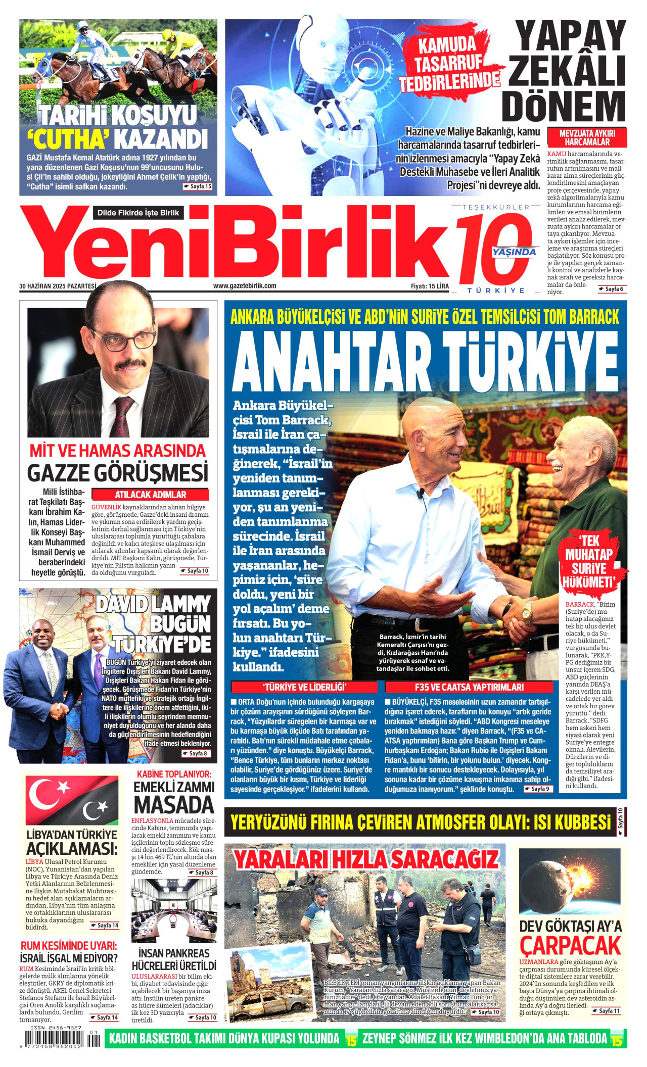 YENİBİRLİK Gazete Manşeti