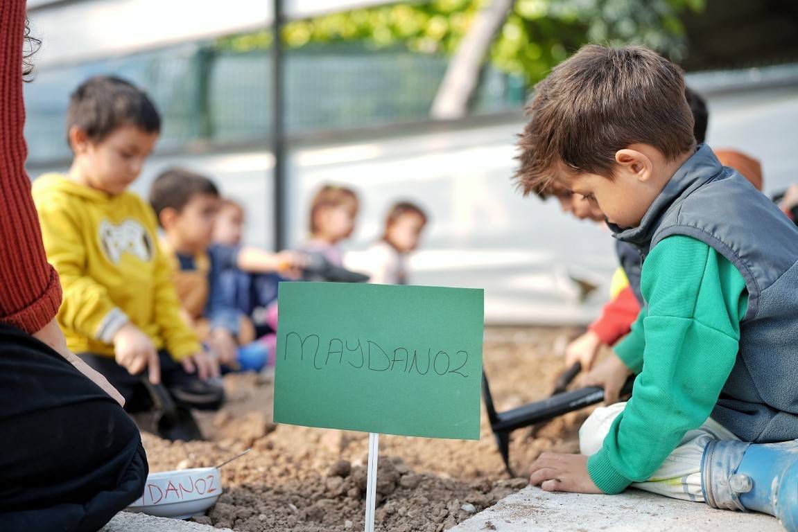 Minik eller tohumları toprakla buluşturdu